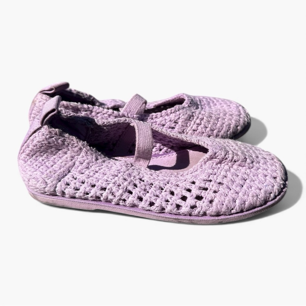 Zara Kids Crochet Ballet Flats Purple Size 24 Mary Jane Soft Minimalist Preppy